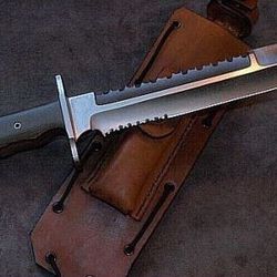 Custom Handmade D2 Tool Steel Hunting Camping Knife Bowie Knife With Leather Sheath