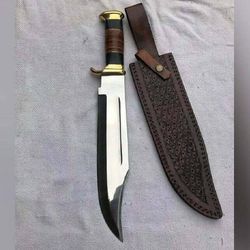 Custom Handmade D2 Tool Steel Hunting Bowie Knife With Leather Sheath