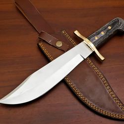 custom handmade d2 tool steel hunting survival bowie knife camping knife with leather sheath