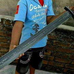 beautiful custom handmade 36.0 inches damascus steel hunting sword with sheath