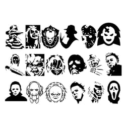 halloween villain bundle svg, halloween svg, horror character svg, jigsaw svg, chucky svg, freddy svg, horror movie kill