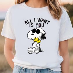 peanuts valentine snoopy all i want t-shirt