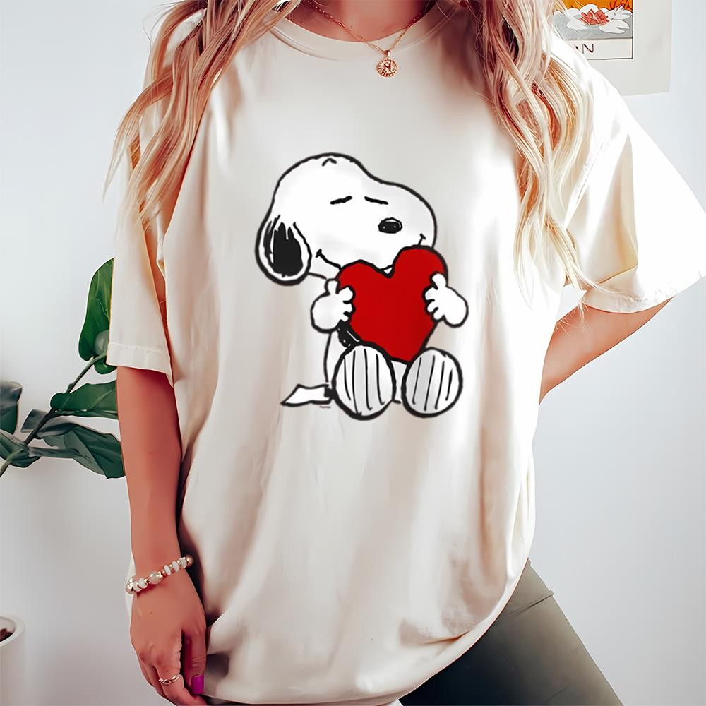 Peanuts Valentine Snoopy Hugging Heart T-Shirt .jpg