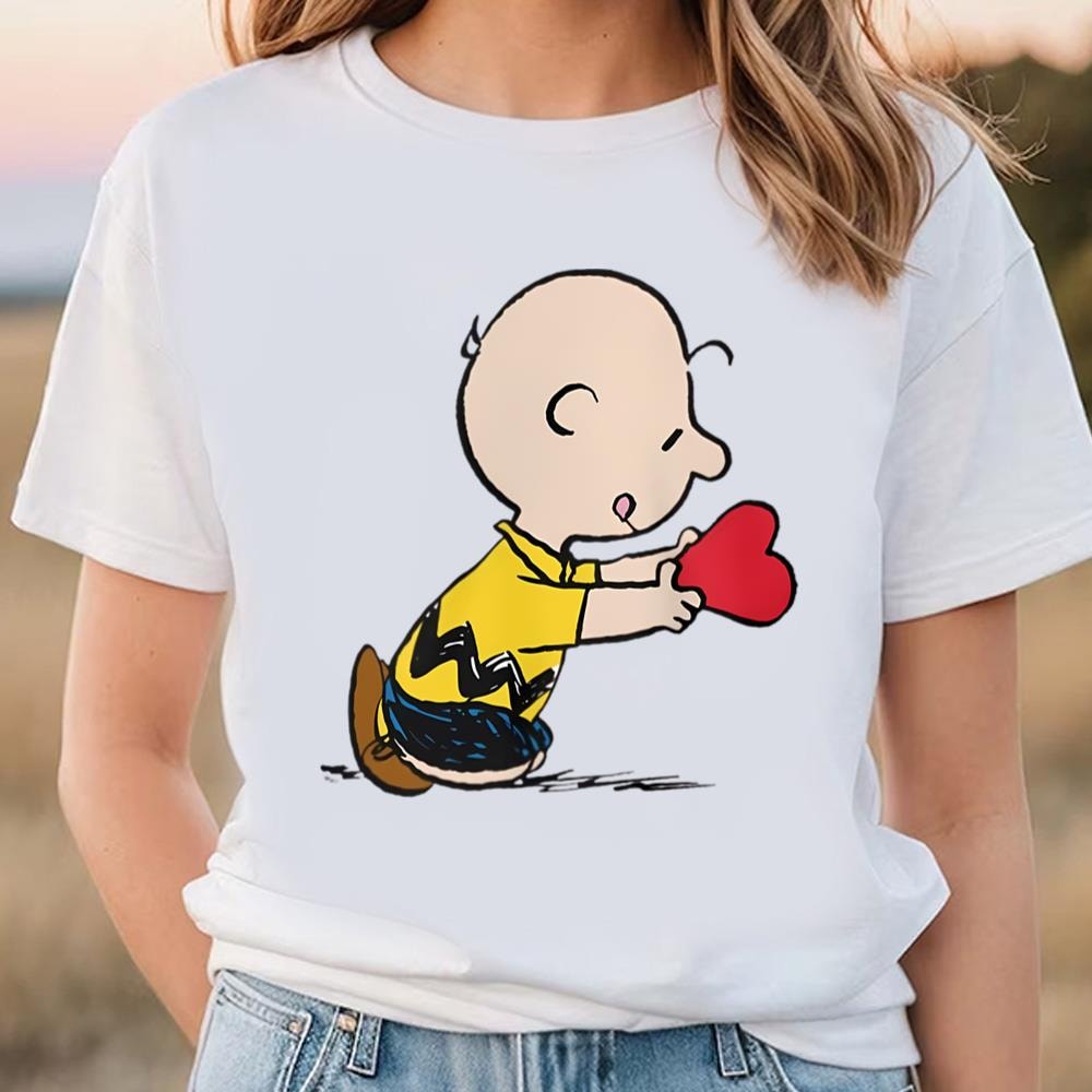Peanuts Valentine's Day Charlie Brown Red Heart T-Shirt .jpg