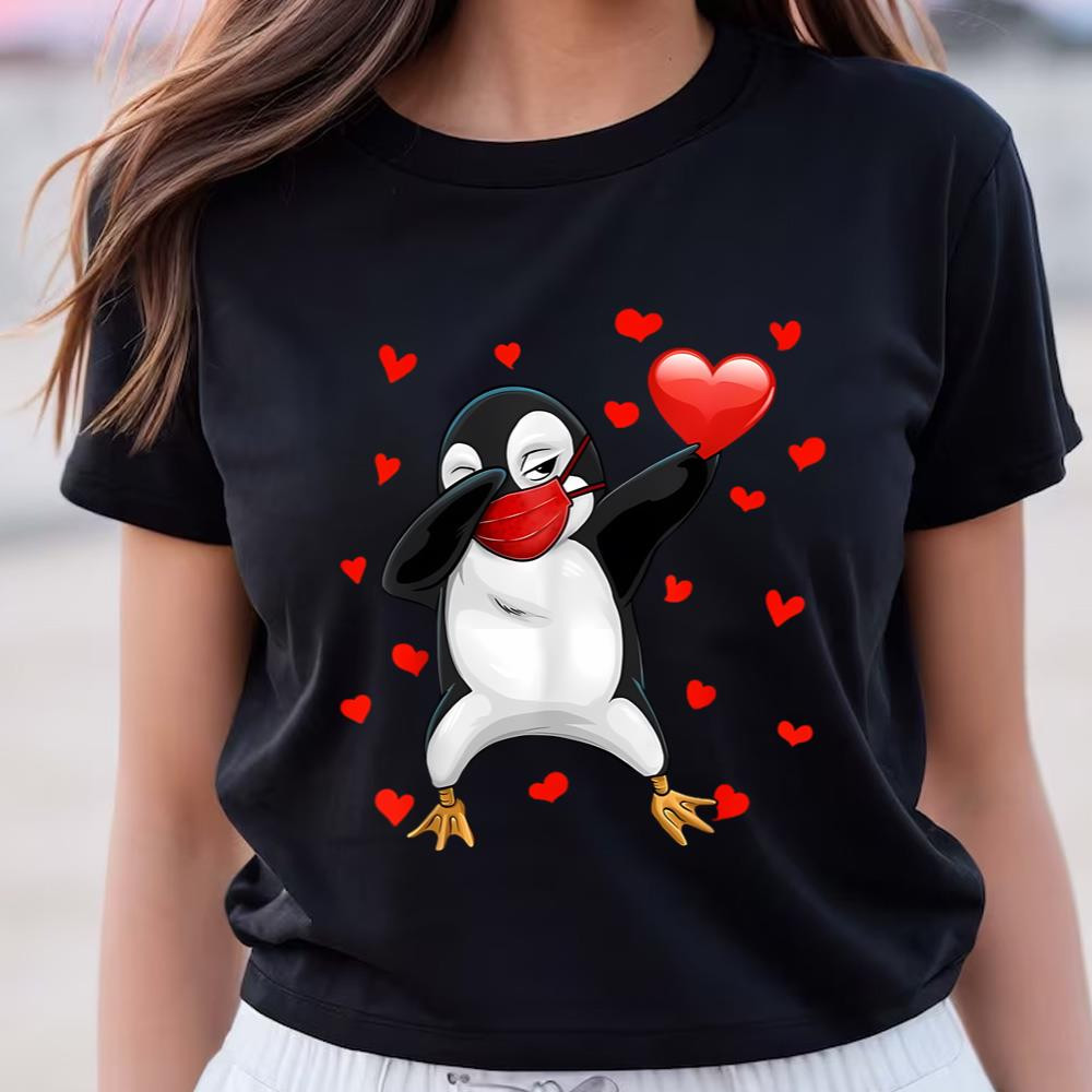 Penguin Face Mask Dab Dance Valentine Gifts Boy Girl T-Shirt .jpg