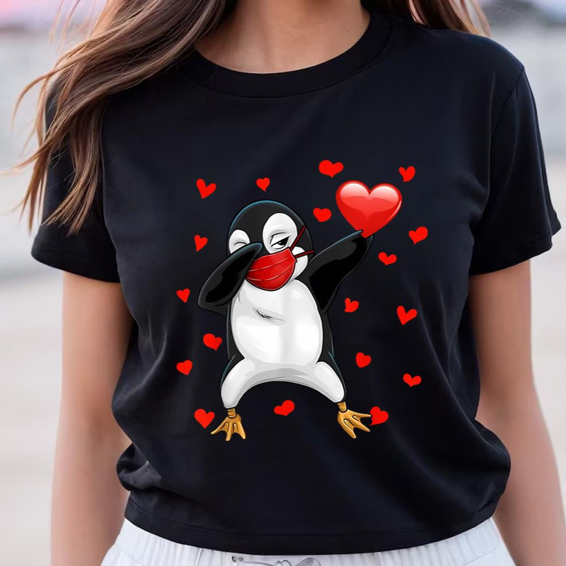 Penguin Face Mask Dab Dance Valentine Gifts Boy Girl T-Shirt .jpg