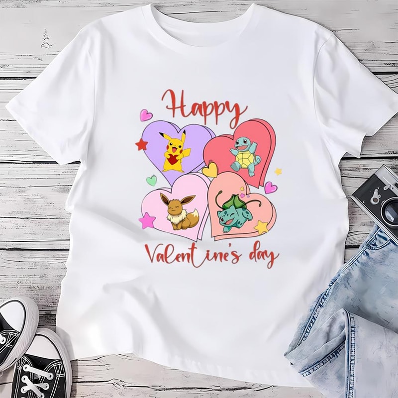 Pokemon Anime Cartoon Happy Valentine's Day Shirt .jpg
