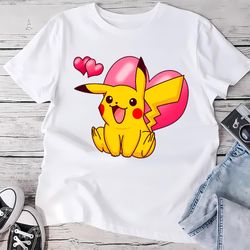 pokemon pikachu with heart valentine t-shirt