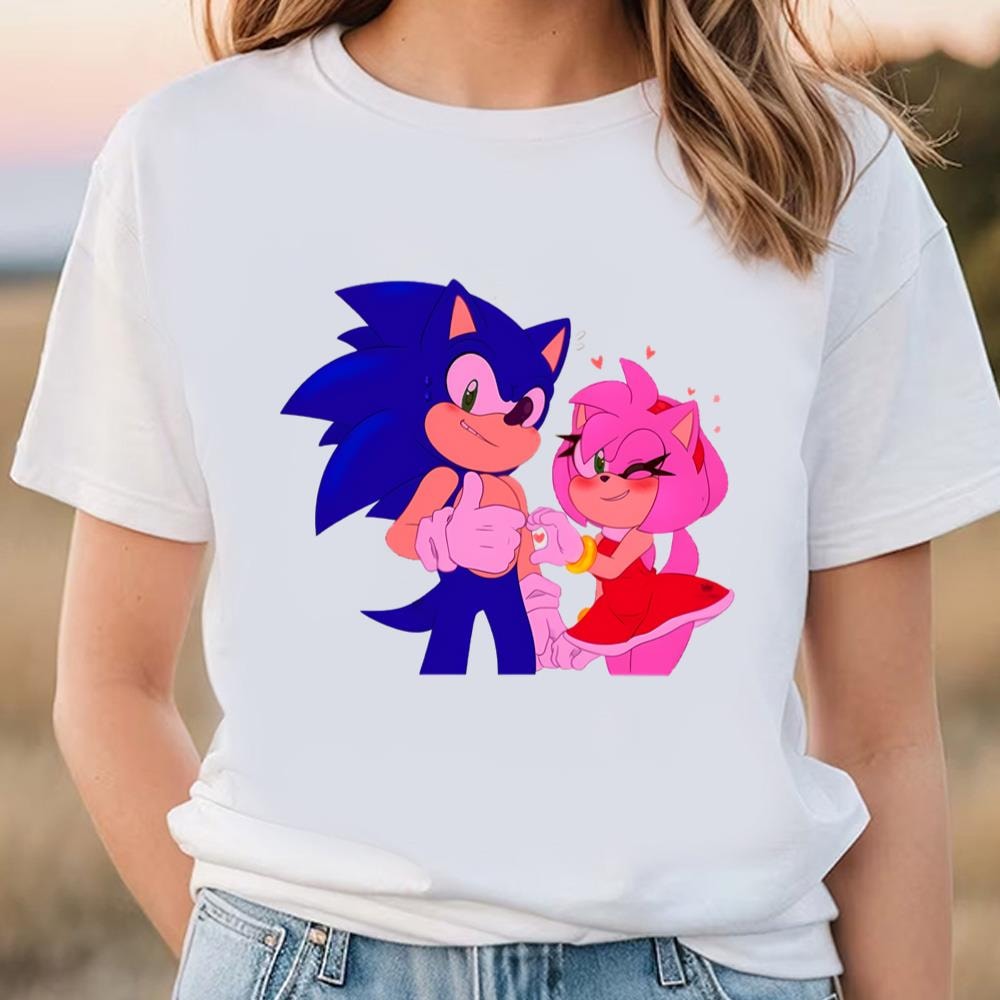 Sonic And Amy Rose Couple Shirt, Sonic Valentines Shirt, Sonic The Hedgehog Couple Shirt .jpg