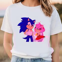 sonic and amy rose couple shirt, sonic valentines shirt, sonic the hedgehog couple shirt