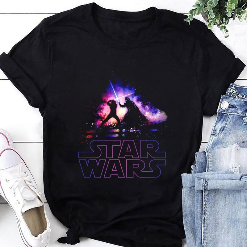 Star Wars Crossing Sabers Duel Black T-Shirt, Star Wars Shirt Fan Gifts, Darth Vader Shirt, Star Wars Lover Shirt, Star Wars Movie Shirt.jpg