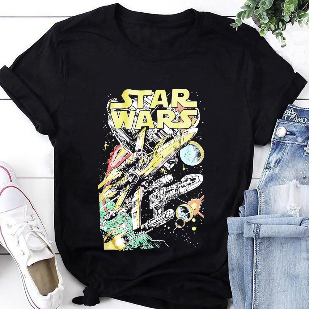 Star Wars X-WingY-Wing Space Scene T-Shirt, Star Wars Shirt Fan Gift, Star Wars Lover Shirt, Star Wars Movie Shirt, Star Wars Vintage Shirt.jpg