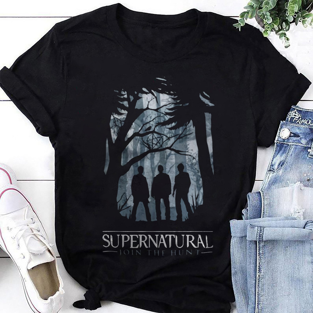 Supernatural Forest Silhouette T-Shirt, Supernatural Shirt Join The Hunt, Sam Winchester Shirt, Dean Winchester Shirt, Supernatural Gifts.jpg