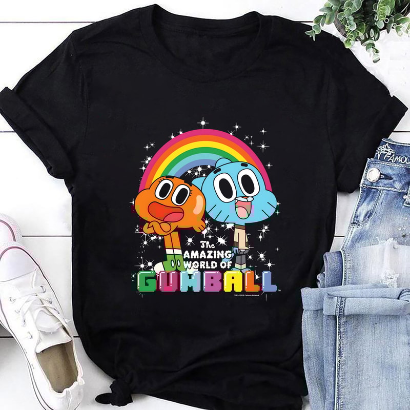 The Amazing World Of Gumball And Darwin Rainbow Portrait T-Shirt, The Amazing World Of Gumball Shirt, Gumball Shirt, Cartoon Network Shirt.jpg