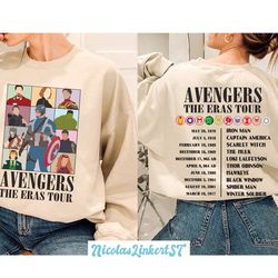 avengers eras tour sweatshirt, two-sided avenger assemble hoodie, the eras tour, superhero family shirt, marvel avengers