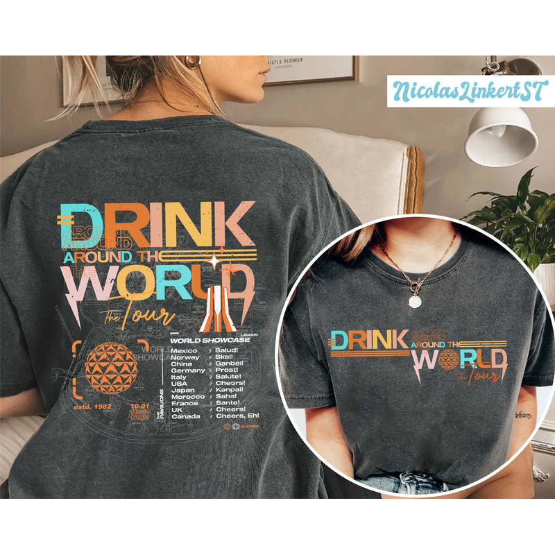 Comfort colors shirt, Retro Epcot World Tour 1982 Shirt, Epcot Center Shirts, Drinking Around The World Tour, World Showcase Shirt DL-160201.jpg