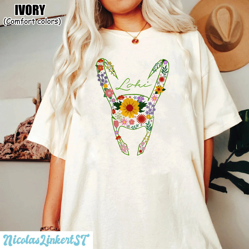Floral Horned Helmet Comfort Colors Shirt, Loki Shirt, Loki Season 2 Shirt, Loki Laufeyson 965 Shirt, God of Mischief, Marvel Avengers Shirt.jpg