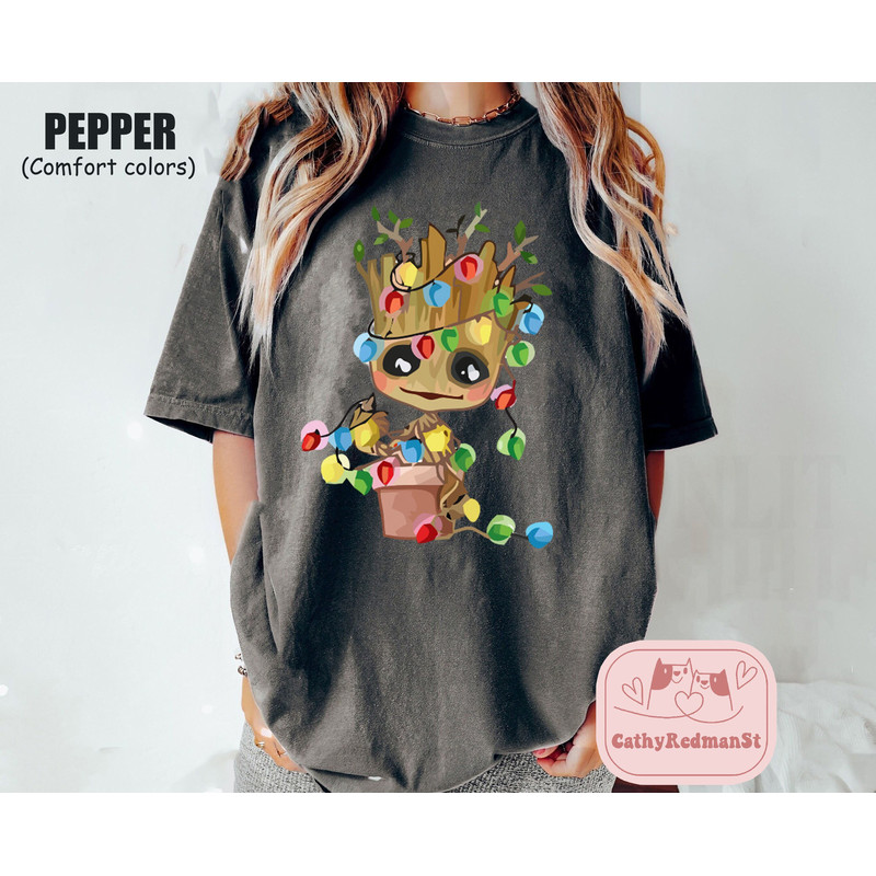 Groot Christmas Shirt, Baby Groot Shirt, Chibi Avengers Christmas Shirt, Guardians of the Galaxy shirt, Comfort colors shirt, HT-051102.jpg