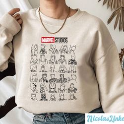 marvel all characters sweatshirt, vintage marvel avengers shirt, superhero hoodie, marvel studios shirt, avengers friend
