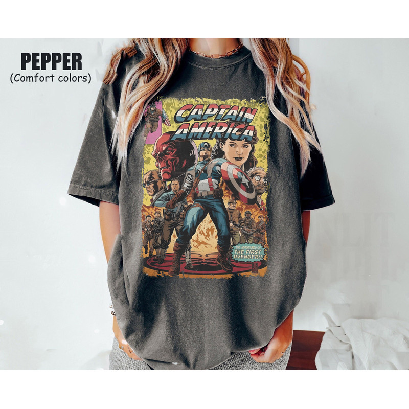 Retro Captain America Comfort Colors Shirt, Steve Rogers Shirt, Marvel Avengers Shirt, The First Avenger, Captain America, MCU Fans Shirt.jpg