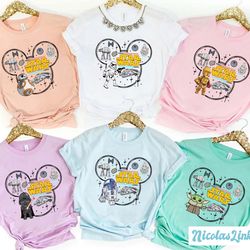 star wars mickey head shirt, galaxys edge shirt, darth vader stormtrooper, r2d2 and bb8, star wars family shirt, disney