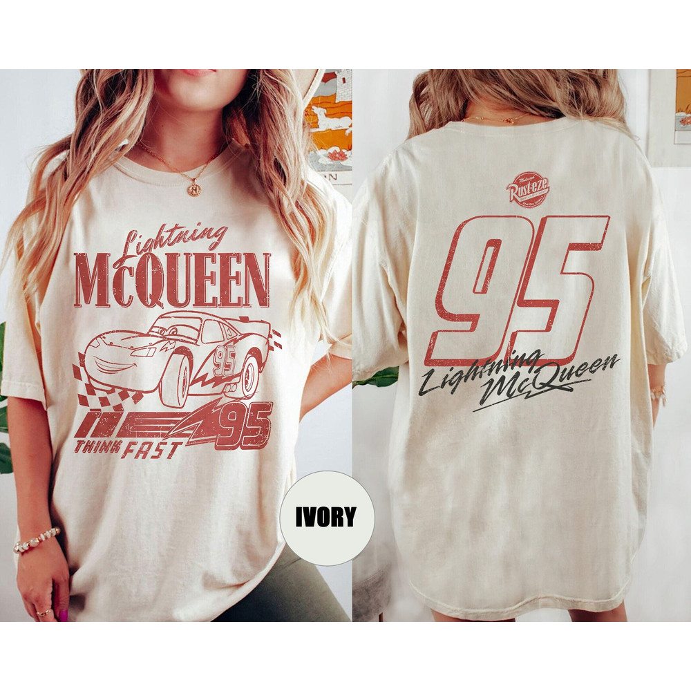 Two sided Retro Lightning McQueen Comfort Colors Shirt, Disney Cars Shirt, Disney Family Vacation Shirt, Piston Cup shirt, Cars land shirt.jpg