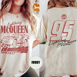 two sided retro lightning mcqueen comfort colors shirt, disney cars shirt, disney family vacation shirt, piston cup shir