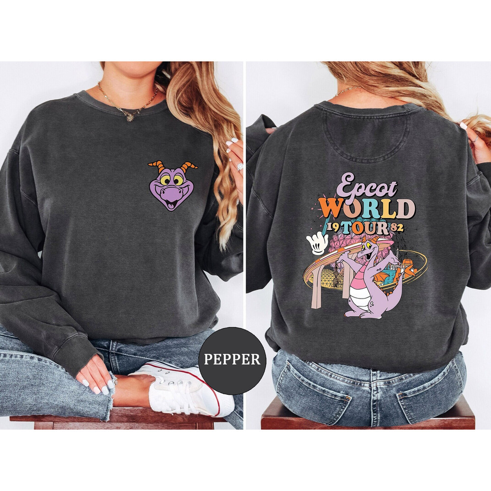 Two-sided Disney Figment Comfort colors Shirts, Epcot World Tour 1982 Shirt, Figment Epcot Shirt, One Little Spark Of Inspiration Shirt.jpg