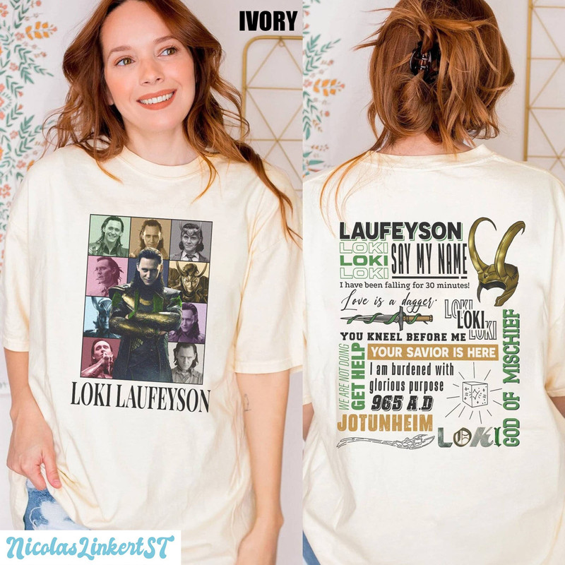 Two-sided Loki Eras Tour Comfort Colors Shirt, Loki Season 2 shirt, God of Mischief Shirt, Loki Laufeyson 965 Shirt, Marvel Avengers Shirt.jpg