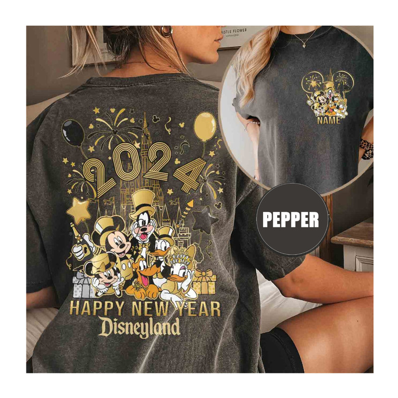 Two-sided Mickey & friends Happy New Year 2024 Comfort Colors Shirt, Custom Disney Trip 2024 Shirt, New Years Eve Mickey Shirt, WDW shirt.jpg