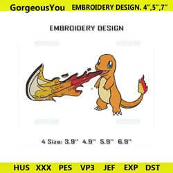 charmander pokemon embroidery designs, pokemon embroidery design file