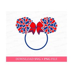 cheerleader mouse ears svg, pom pom miss mouse svg, cheer svg