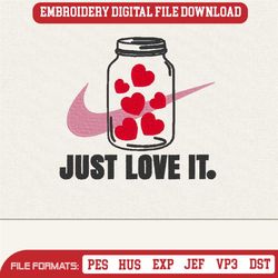 nike valentines just love it logo machine embroidery design new
