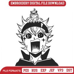 asta admiring face embroidery designs file, black clover