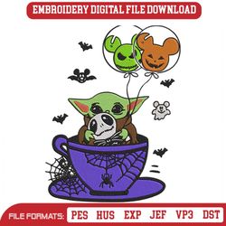 baby yoda jack skellington balloon embroidery designs file