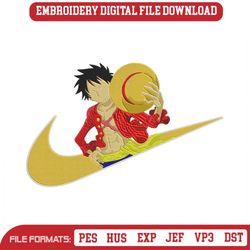 nike x monkey luffy embroidery designs file, nike machine