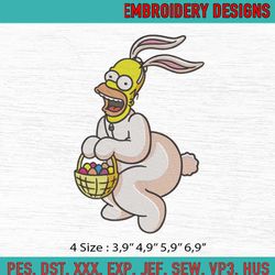 disney the simpsons homer simpson easter bunny machine embroidery digitizing design file