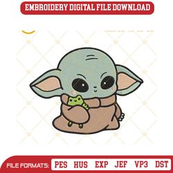 baby yoda and frog embroidery designs, star wars grogu machi