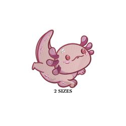 cute axolotl embroidery machine files 2 sizes for hats, trendy embroidery, 20