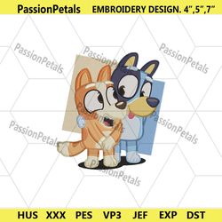 bluey bingo embroidery instant files, cute bluey together embroidery dowmload design, bluey cartoon embroidery instants