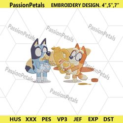 bluey bingo machine embroidery instant design, bluey together embroidery file instants, bluey cartoon embroidery instant
