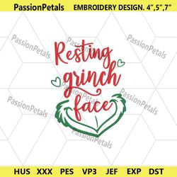 resting grinch face machine embroidery digitals, grinch face embroidery file instant, christmas embroidery digital downl