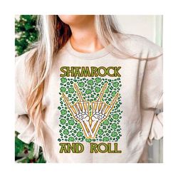 shamrock and roll png, st patricks day sublimation, retro groovy st pattys png