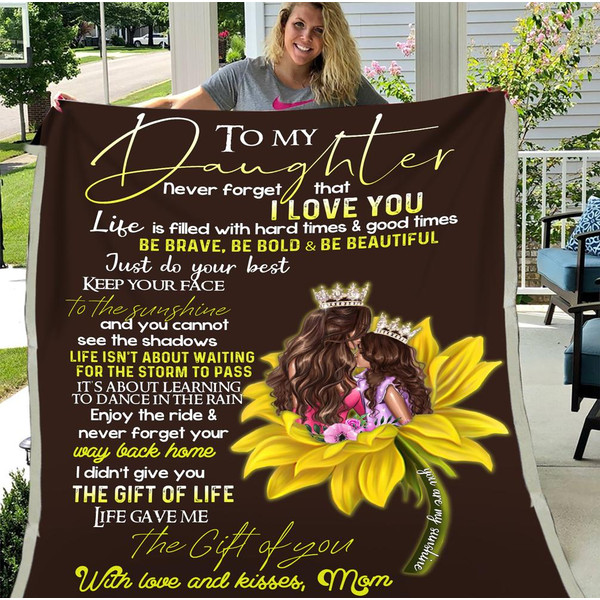 Daughter Blanket, To My Daughter Never Forget That I Love You Sunflowers Fleece Blanket, Daughter And Mom Blanket 1.jpg