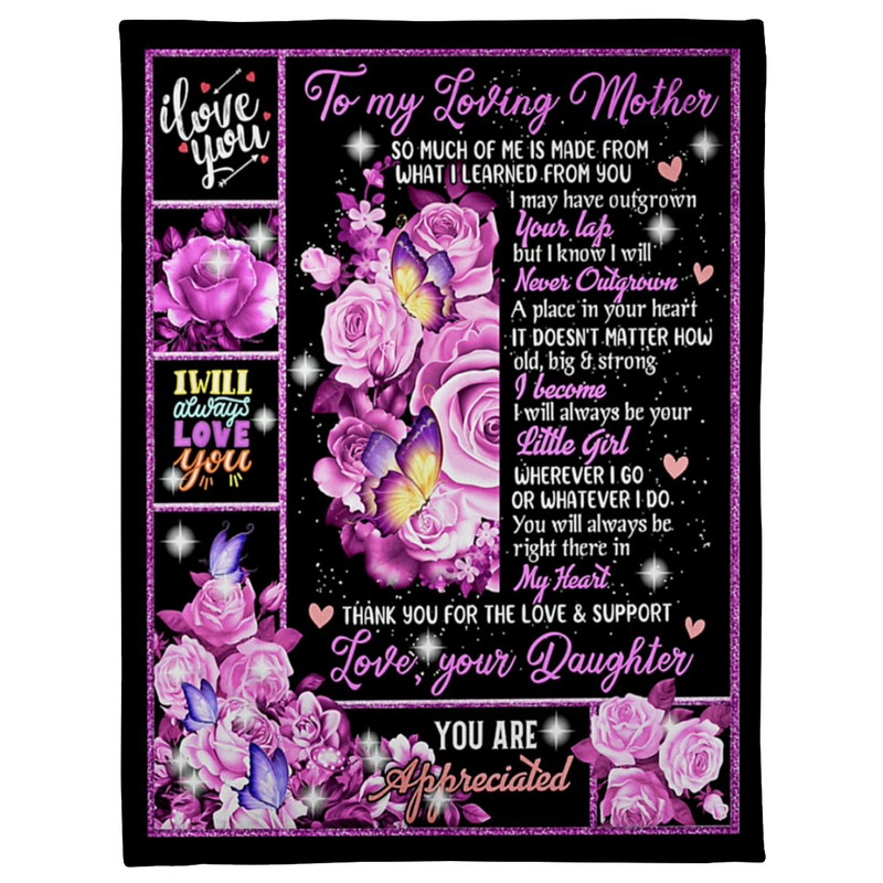 Mom Blanket, Gift For Mom, To My Loving Mother, Gift From Daughter Fleece Blanket 1.jpg