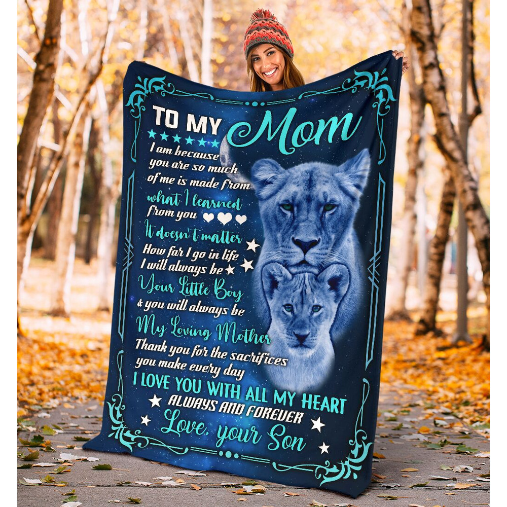 Mom Blanket, Mother's Day Gift Idea, Gift For Mom, To My Mom, I Am Because You Are Fleece Blanket 1.jpg