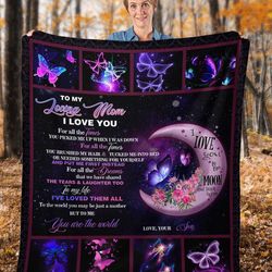mother's day gift for mom, mom blanket, to my loving mom from son butterfly fleece blanket