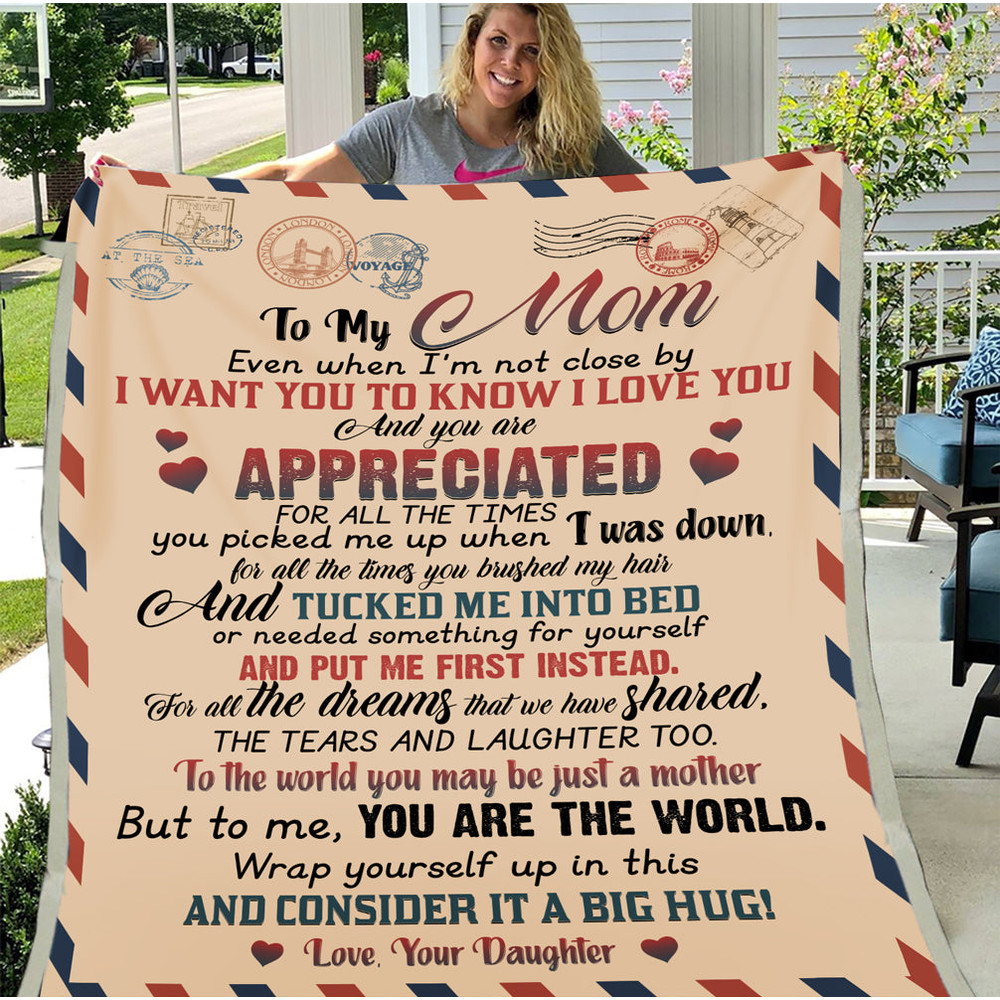 Mother's Day Gift, To My Mom Even When I'm Not Close By Airmail Fleece Blanket, Gift From Daughter 1.jpg