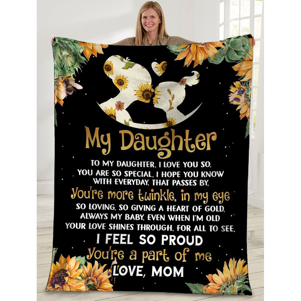 My Daughter To My Daughter I Love You So Mom And Daughter Sunflower Hippie Sherpa Blanket 1.jpg