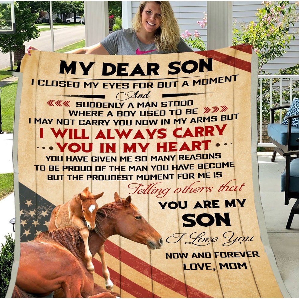 My Dear Son I Closed My Eyes For But A Moment, You Are My Son Horse Fleece Blanket 1.jpg